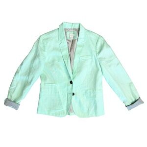 J. CREW Women’s Linen Mint Green 2 Button Blazer Jacket